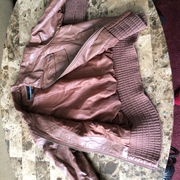 Brown Vegan Leather Jacket - Picture 3 of 7